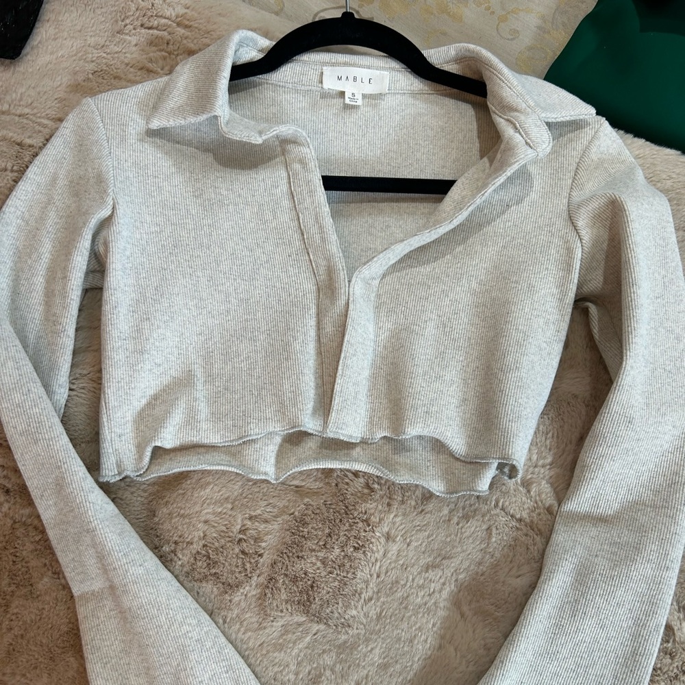 Grey Cropped Sweater Top